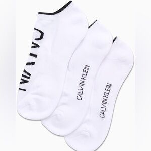 CALVIN KLEIN MENS COTTON CUSHION 3 PAIR NO SHOW SOCKS WHITE OS NWT